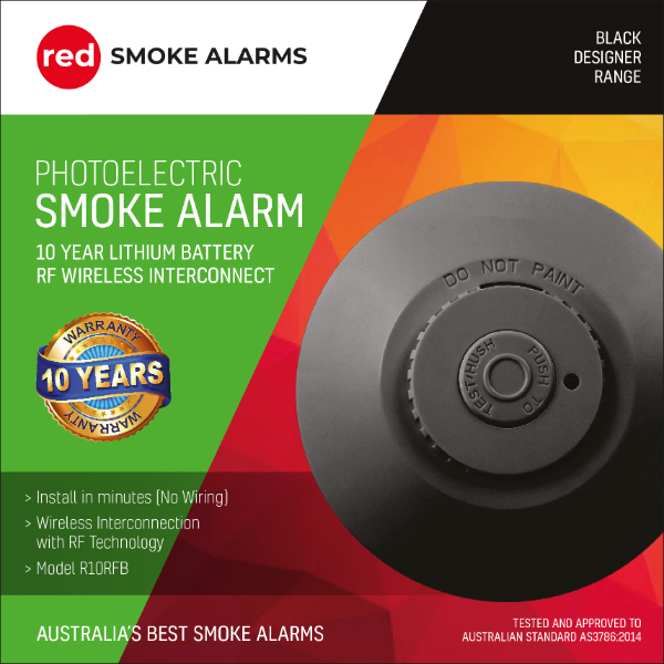 black 10yr rf interconnect smoke alarm